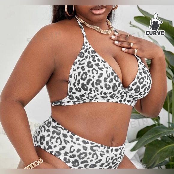 NWT Slayr Plus Leopard Halter Bikini Swimsuit 4XL - Picture 7 of 9